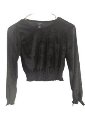 NWT  I.N. Girl Girls Black Glitter Blouse Small